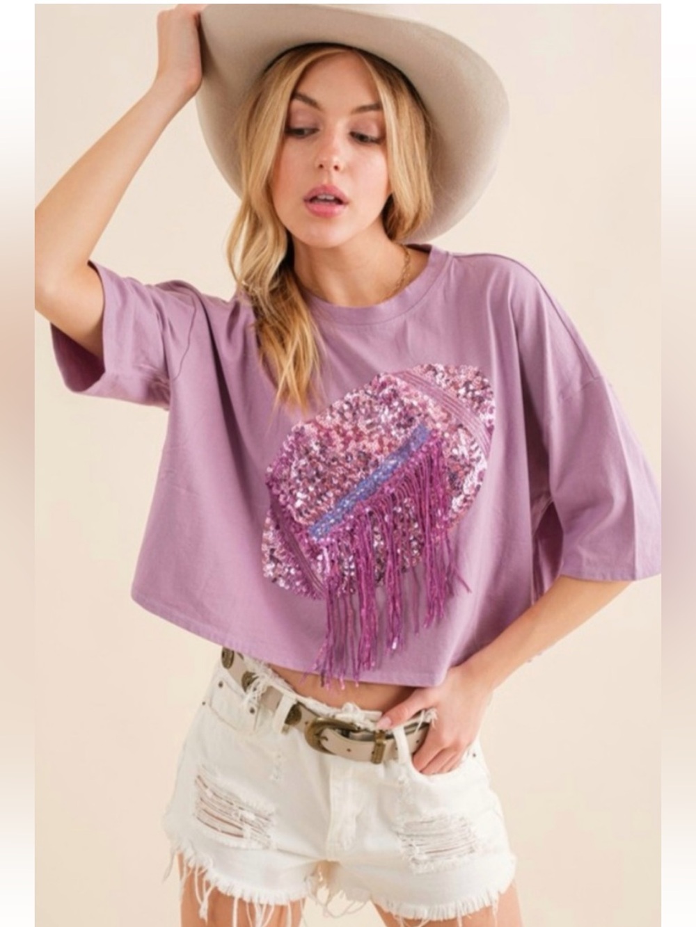 Blue B Sequins Ftinge Football Shirt